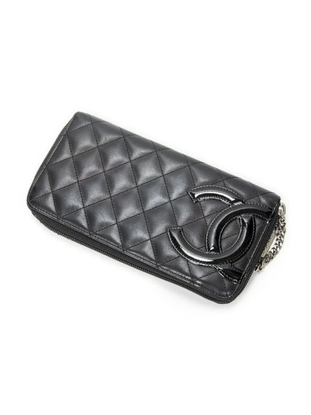 Chanel Cambon Ligne Zip Around Wallet Black Quilted Lambskin Leather